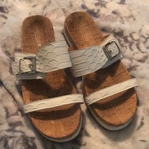 White leather coach platform sandals size 6